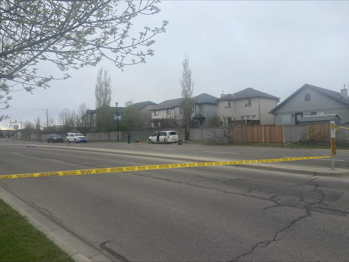A large area around the crash and shooting scene was blocked off by police during the morning rush hour.