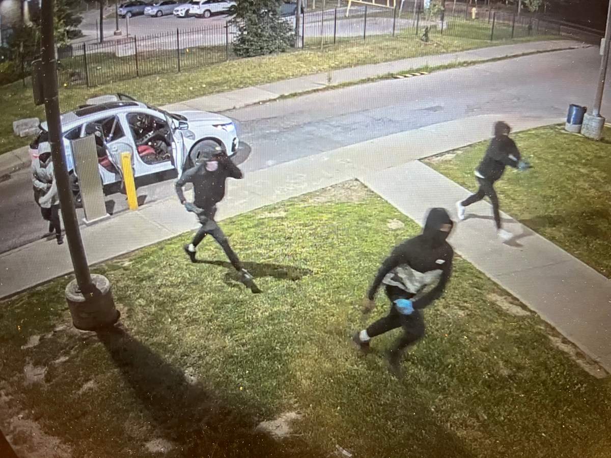 Suspects in a shooting are pictured in surveillance video obtained by Toronto police.