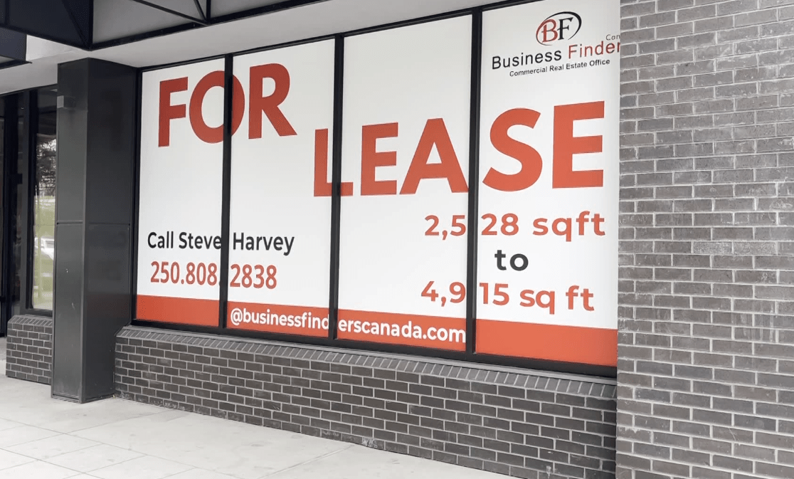 Today there are lots of 'For Lease' Signs down town Kelowna
