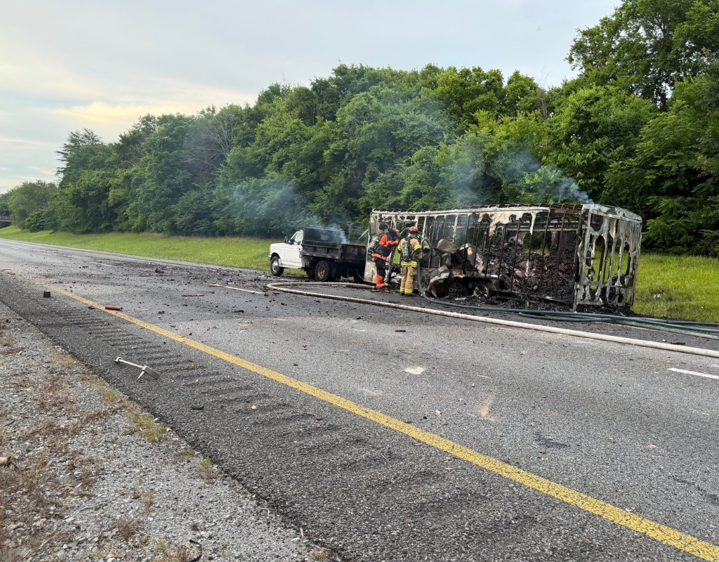 Trailer hauling fireworks catches fire on U.S. highway, igni