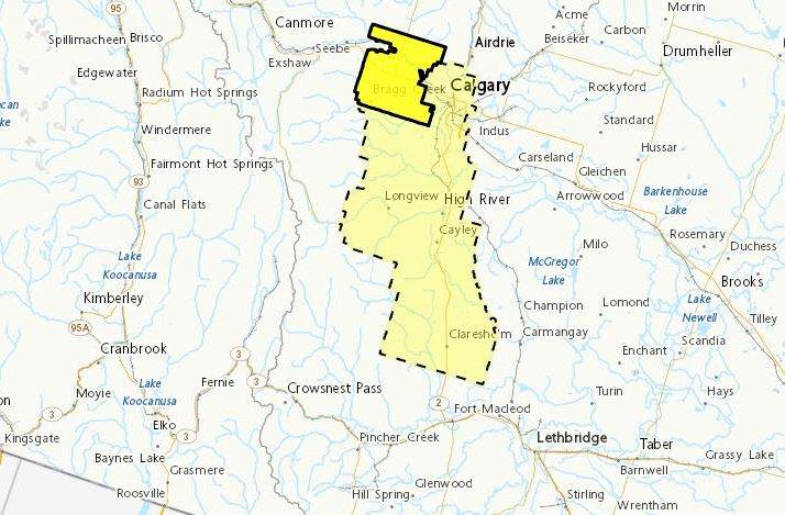 The severe thunderstorm warning for Calgary and surrounding area was issued just before 2 p.m. on Thursday.