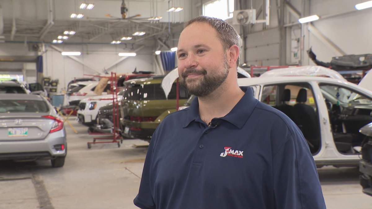 Tim Prokipchuk, an estimator at J Max Collision & Glass, says this is the most hail and storm-related damage that he's seen.