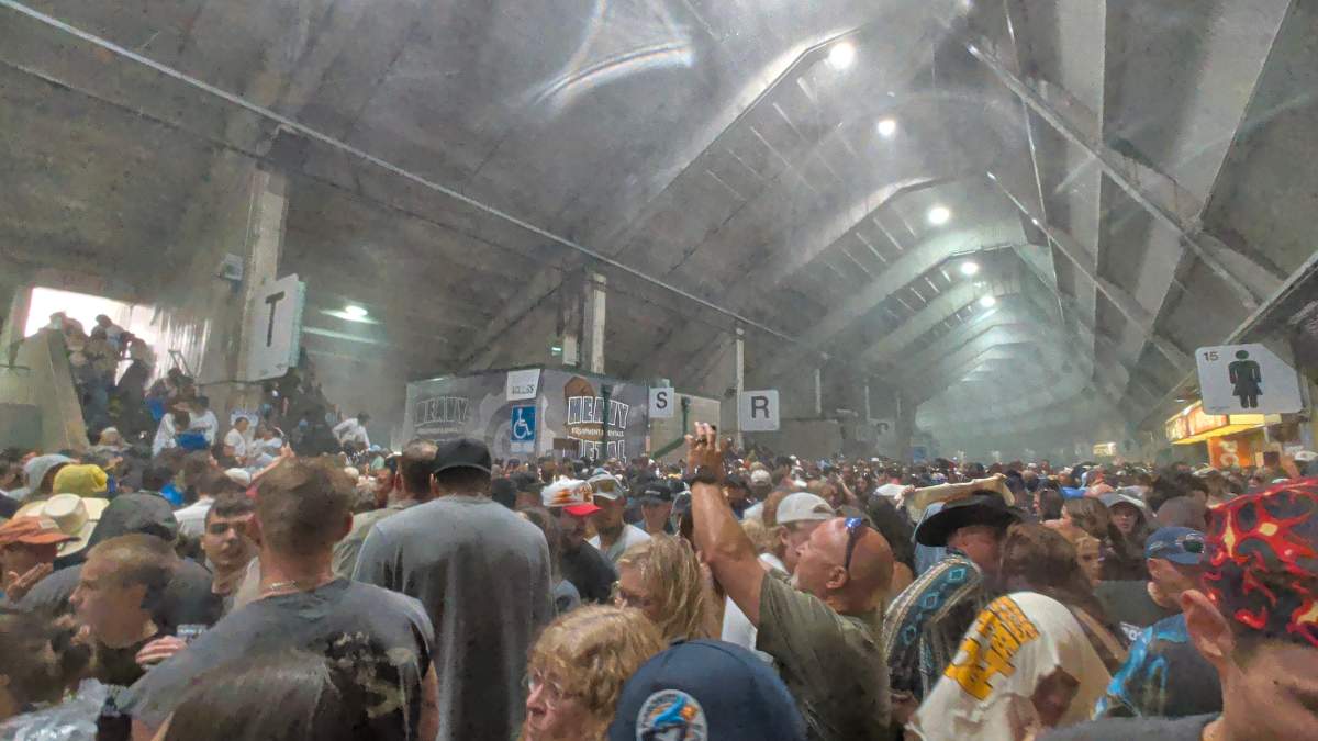 A severe thunderstorm forced Post Malone concertgoers to seek shelter inside the concourse at Commonwealth Stadium in Edmonton, Alta. on Saturday, July 25, 2026.