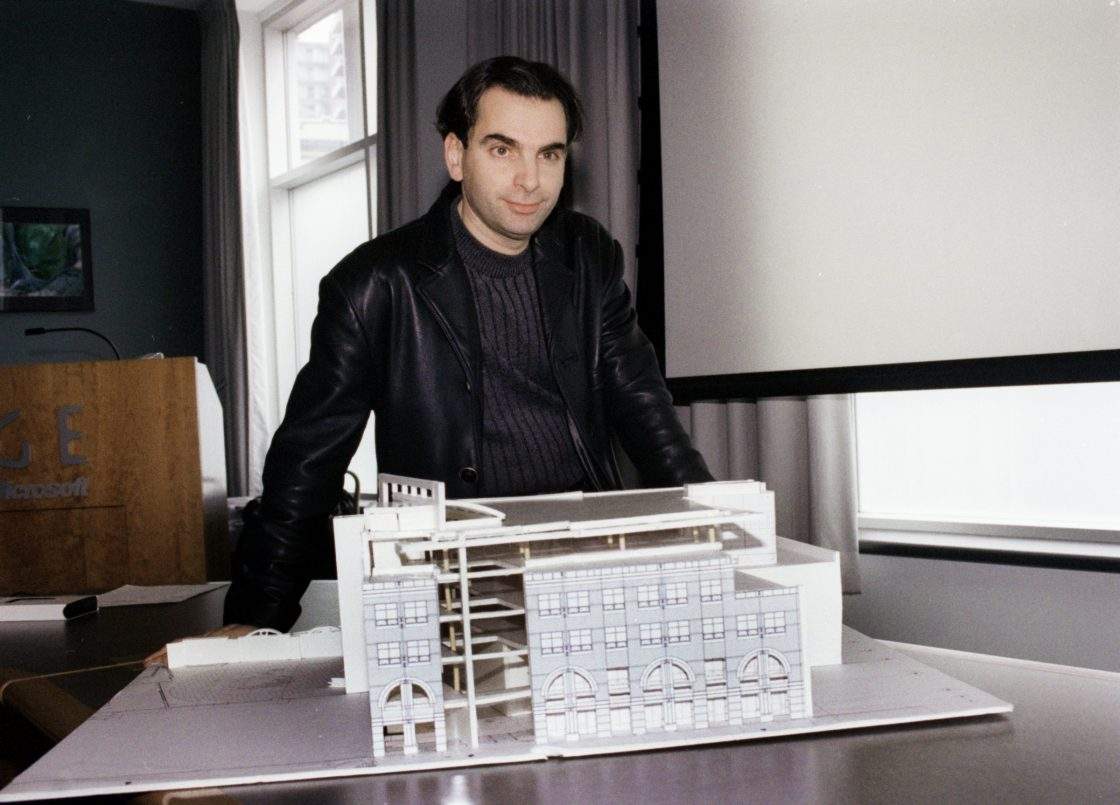 FILE: Daniel Langlois, founder of the software company Softimage, poses in front of a model of three theatres that were built to promote avant-garde and experimental film and to which he donated $16 million in 1997.