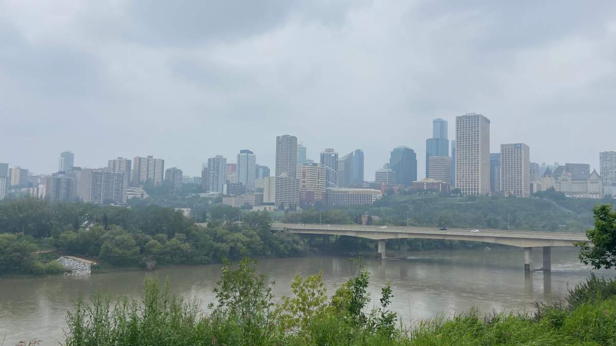 Wildfire smoke over downtown Edmonton and the North Saskatchewan River valley on 
Monday, July 20, 2026.