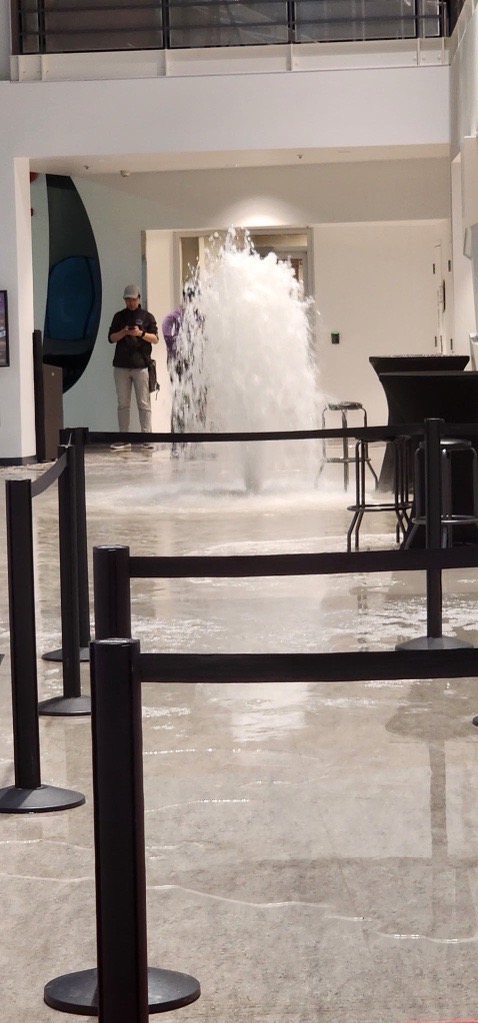 Water rushing out of the sewers at the TELUS World of Science.