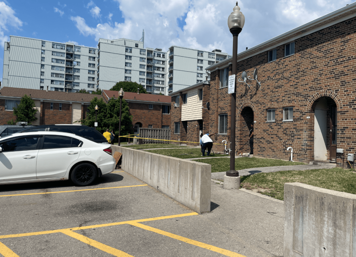 Toronto police at the scene of a homicide at Jane Street and Sheppard Avenue.