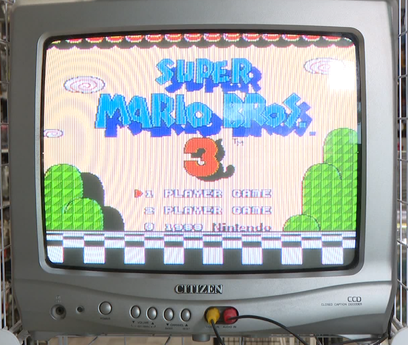 Super Mario Bro's on a CRT television In Retro Realm Kelowna