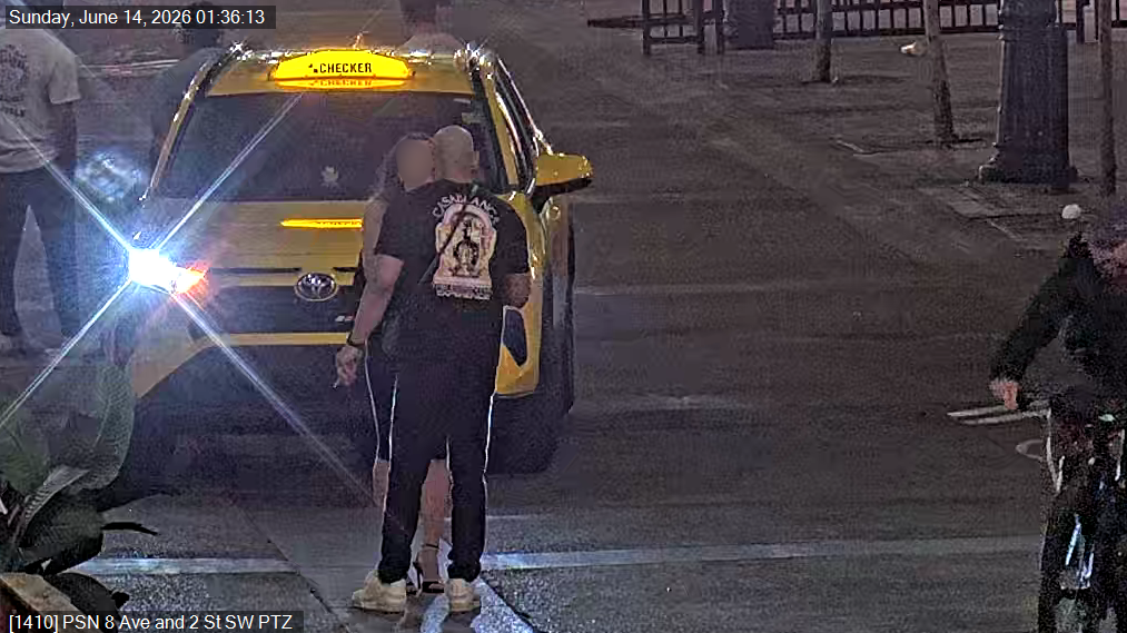 Calgary police have released CCTV images of the suspect, and while his face isn't clearly visible, investigators say he was wearing distinctive clothing that they hope someone will recognize.