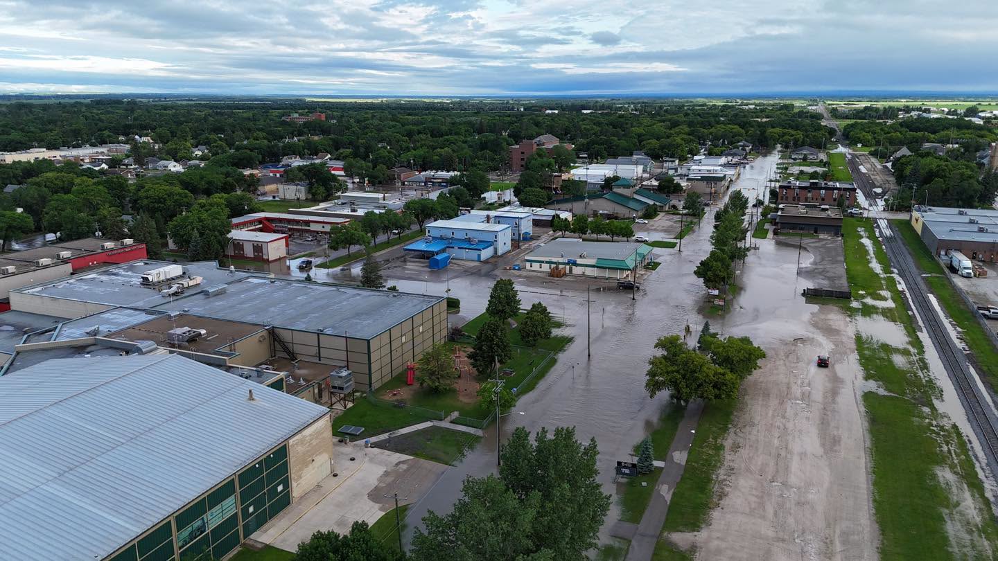 The city of Dauphin, Man. is pictured after severe flooding from rainfall since June 28.