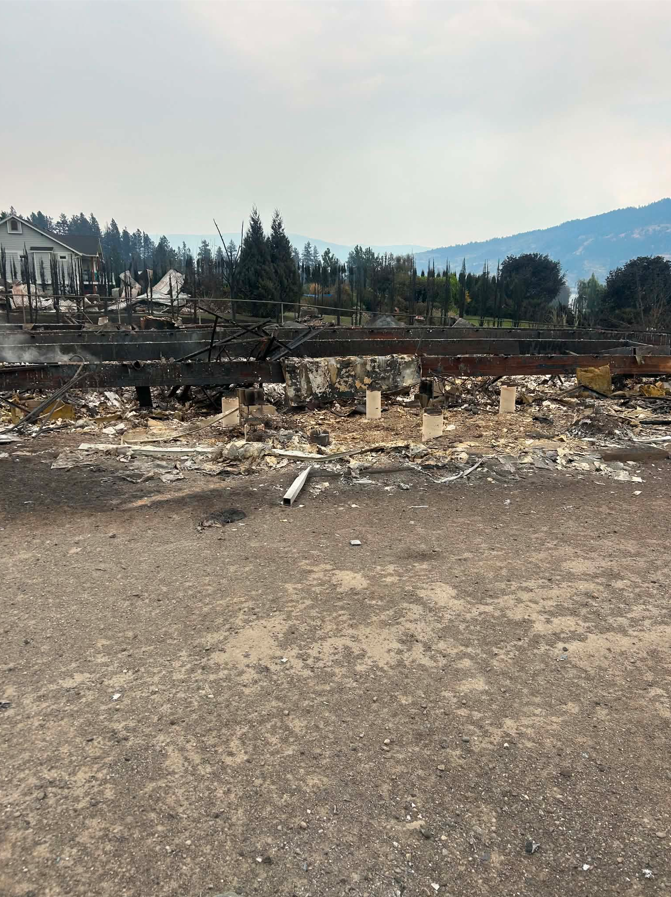 Destruction from the Bradley Creek wildfire.