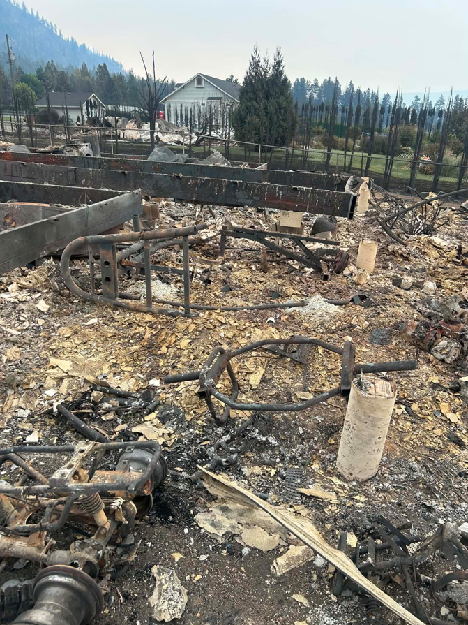 Destruction from the Bradley Creek wildfire.