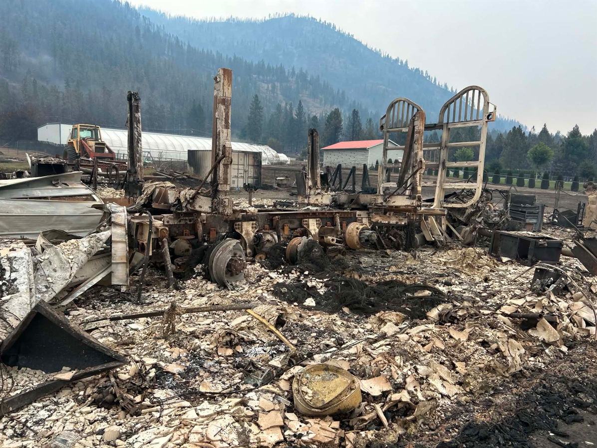 Destruction from the Bradley Creek wildfire.