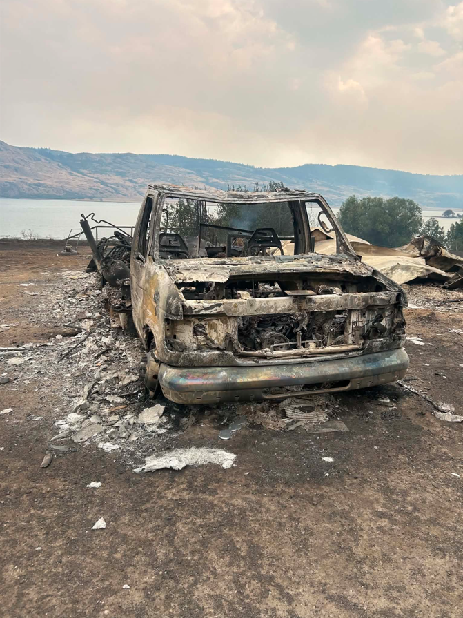 Destruction from the Bradley Creek wildfire.