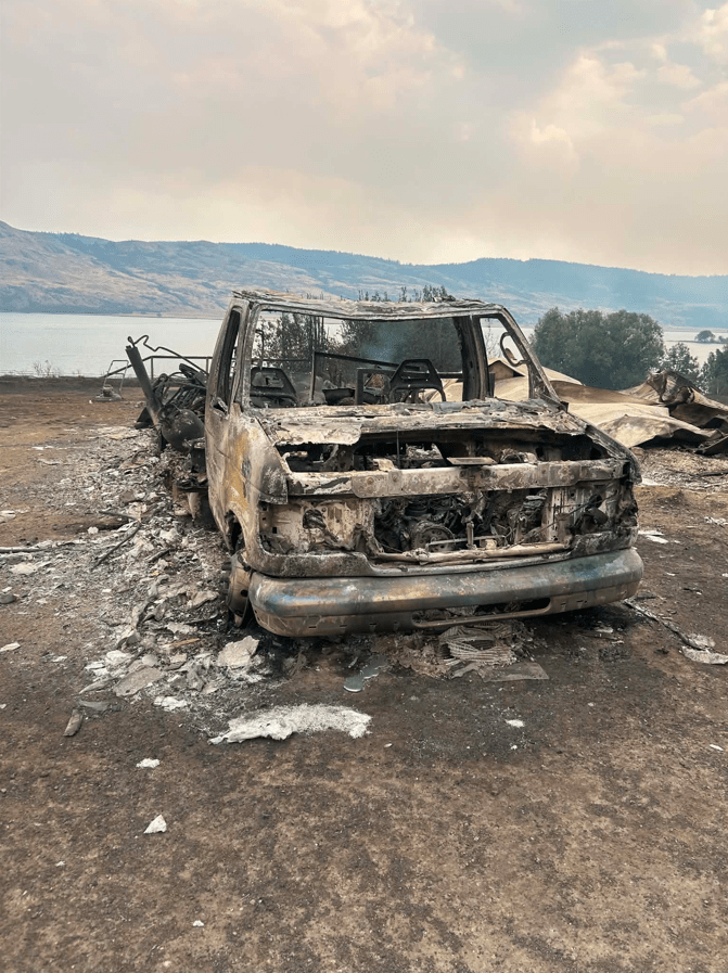 Destruction from the Bradley Creek wildfire.