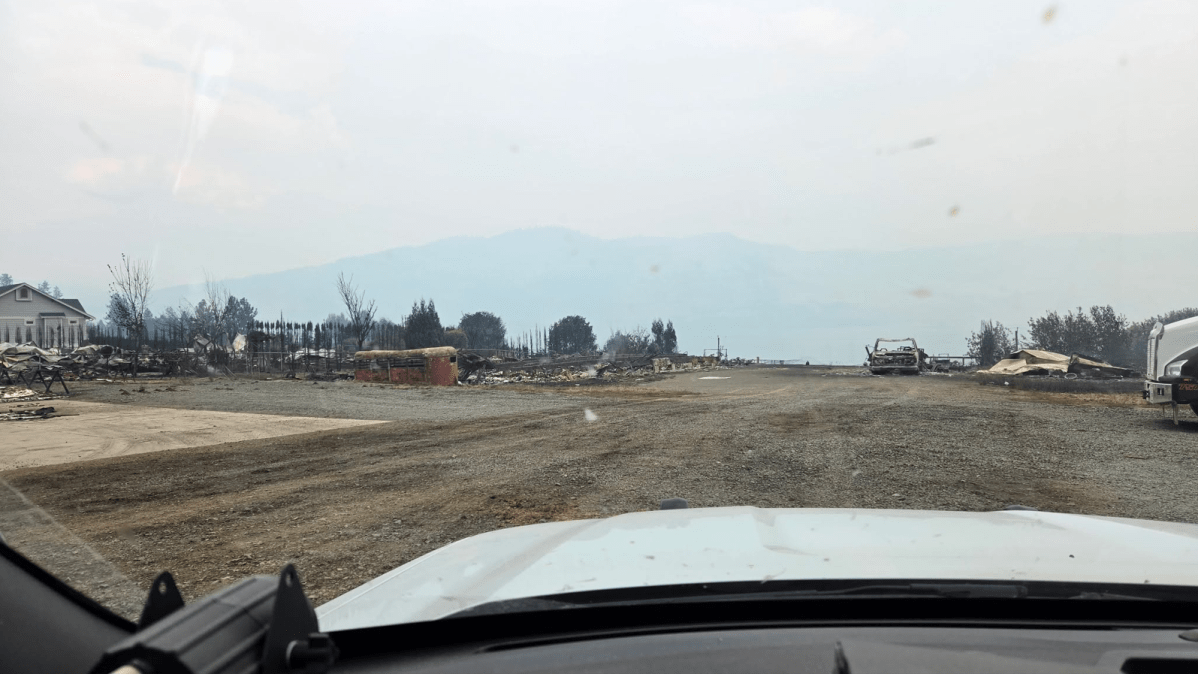 Destruction from the Bradley Creek wildfire.