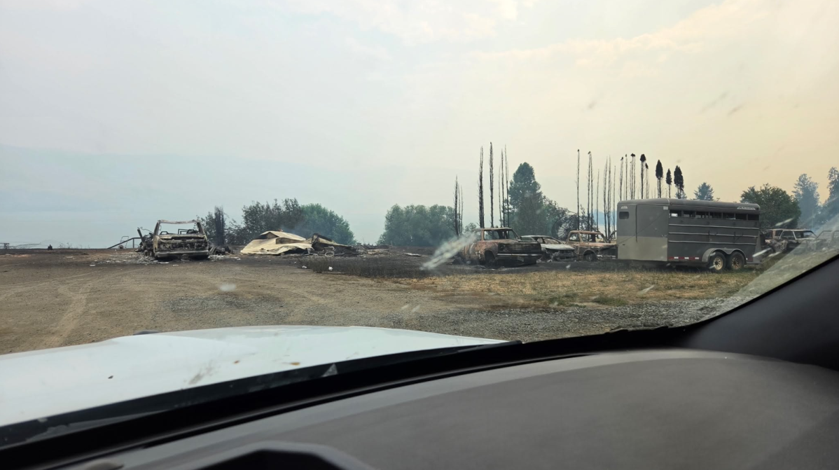 Destruction from the Bradley Creek wildfire.