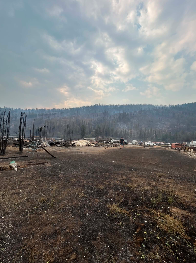 Destruction from the Bradley Creek wildfire.