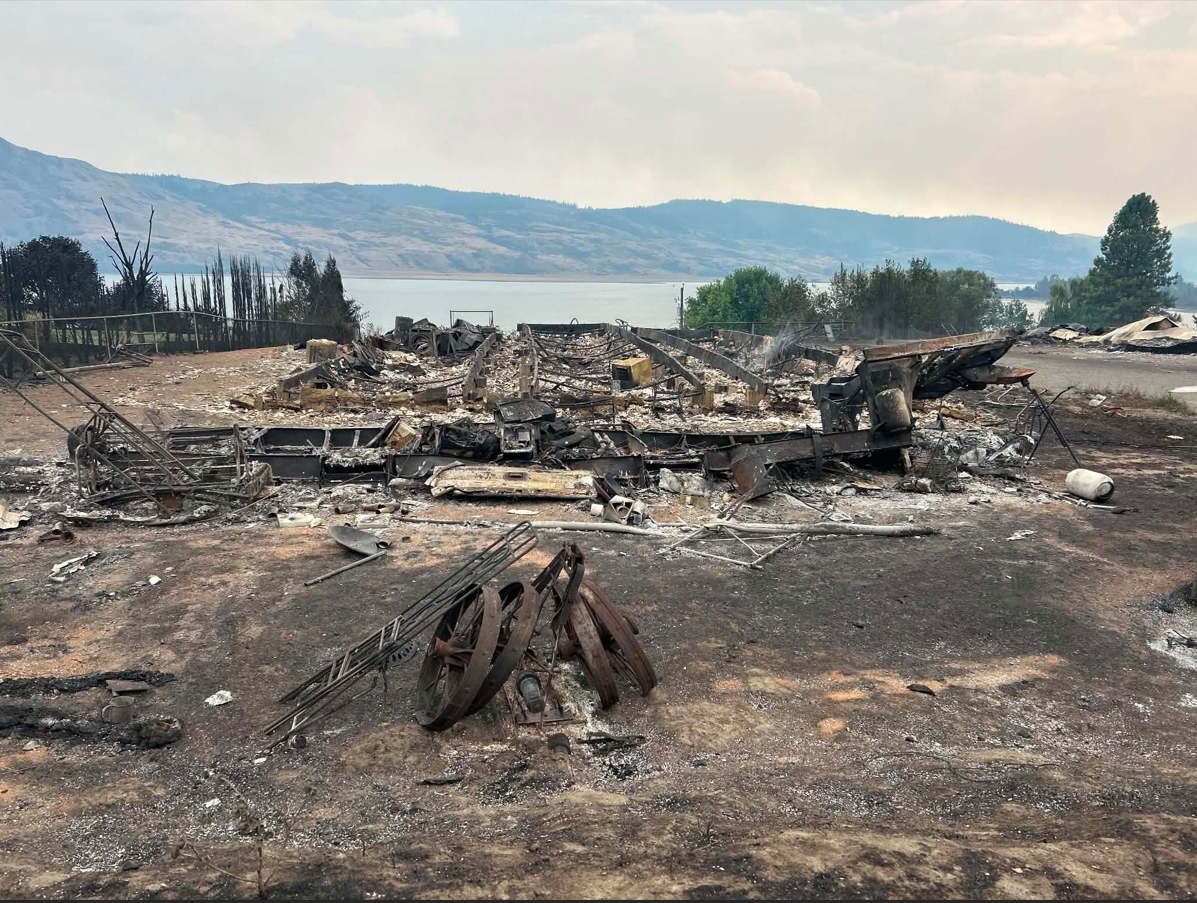 Destruction from the Bradley Creek wildfire.