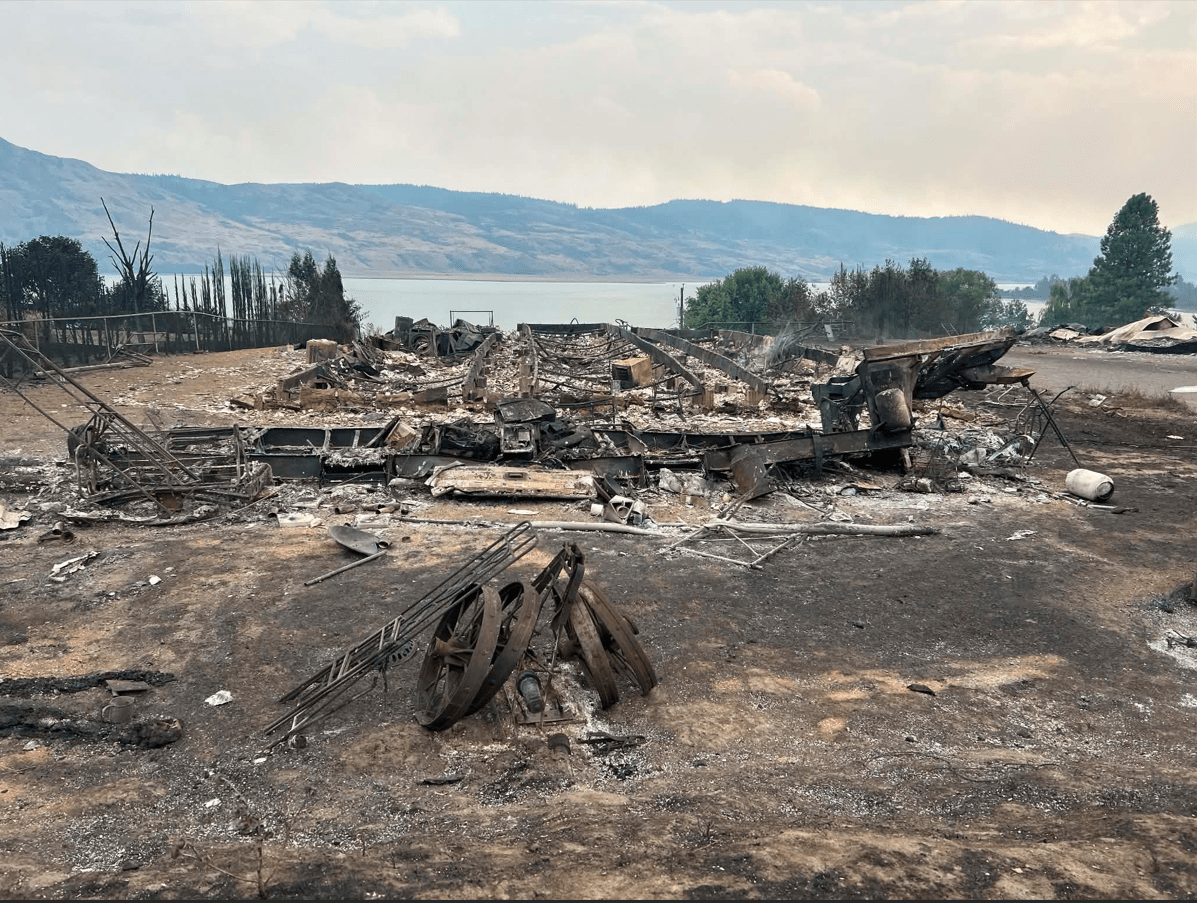 Destruction from the Bradley Creek wildfire.