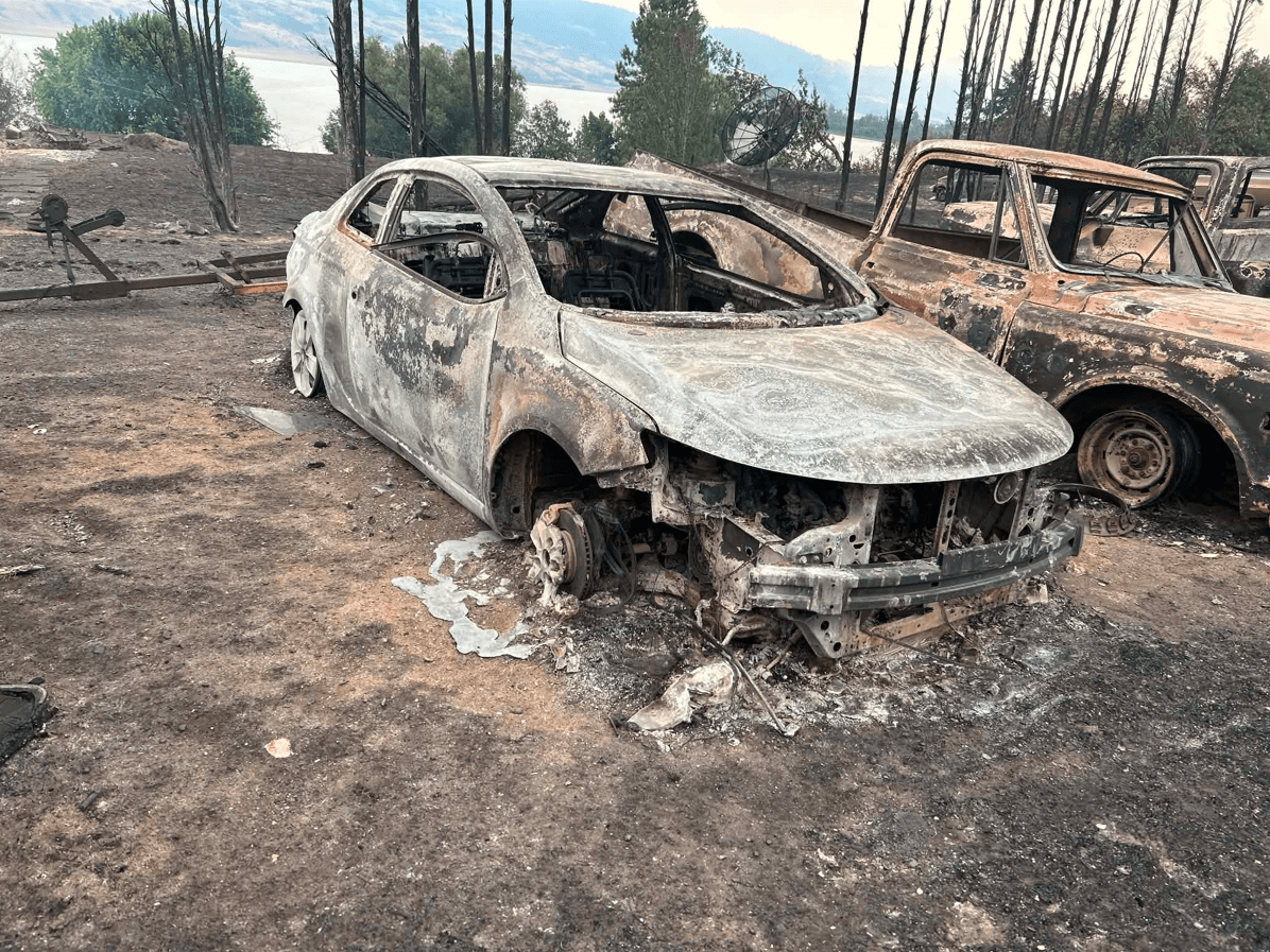 Destruction from the Bradley Creek wildfire.