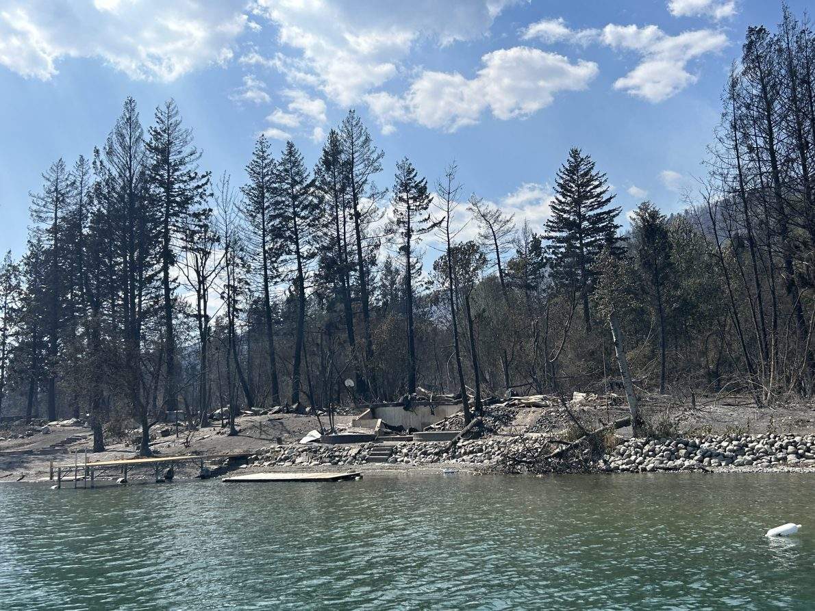 Damage from the Bradley Creek wildfire near Vernon, B.C., is shown on Aug. 3, 2026.