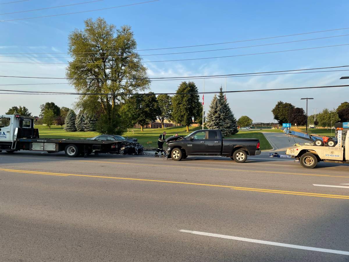 Two drivers are in hospital after a crash in Brampton early Friday morning.