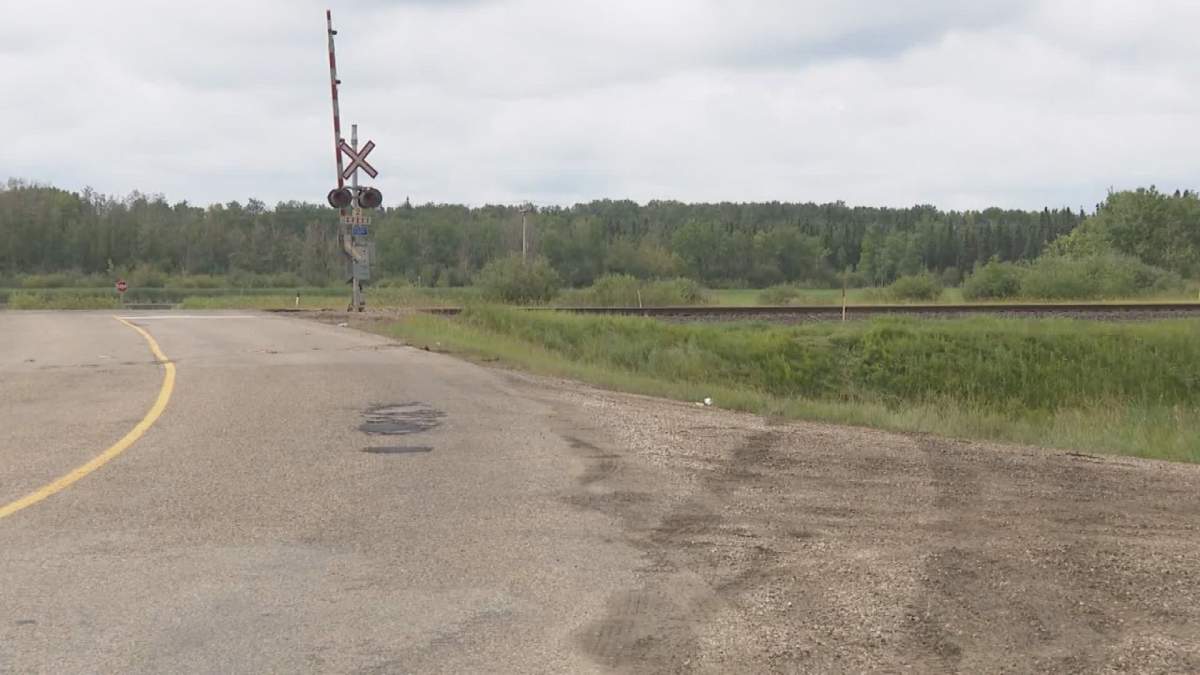 Tire tracks lead to a ditch near the intersection of Range Road 214 and Township Road 524. RCMP say a 21-year-old woman lost her life in a single vehicle collision here early Thursday morning. 