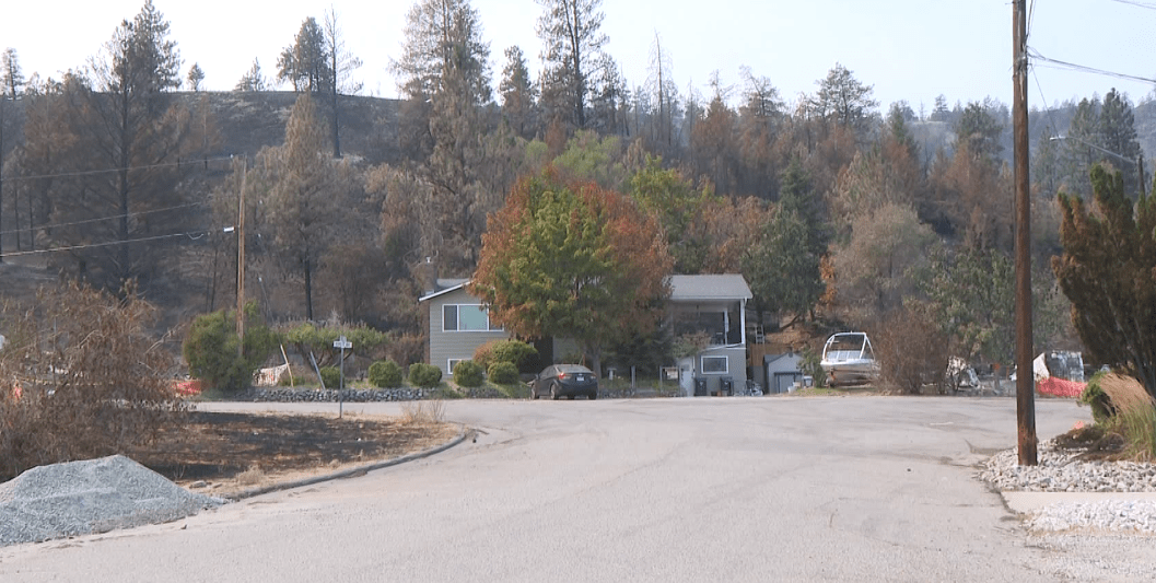 The Cogbills' home, which had two homes on either side of it before the Bald Range fire.