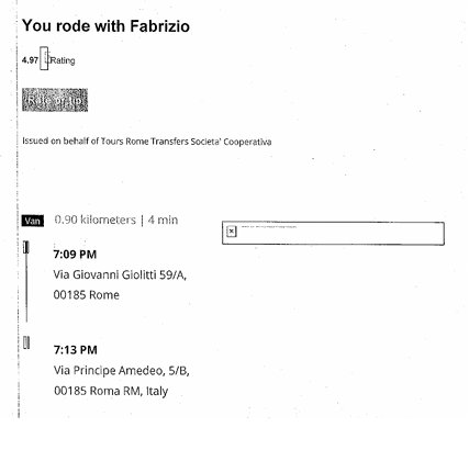 A receipt for €21 was submitted for the trip to pay for a 900-metre Uber ride.