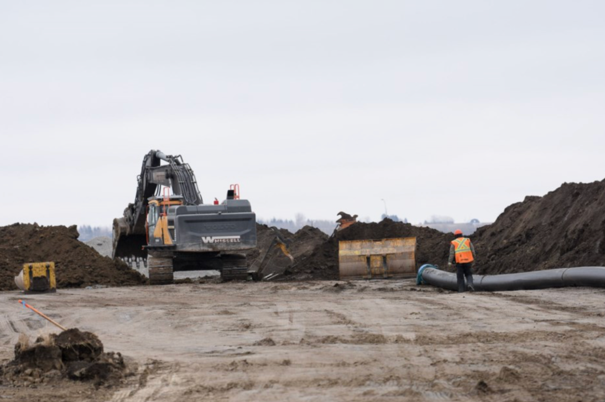 Work underway east of Okotoks for the Foothills Okotoks Regional Water Project on March 28, 2026.