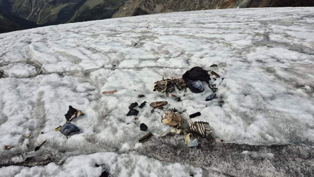 Some of the items lost by a hiker on an Austrian glacier 60 years ago that were discovered in August 2026.