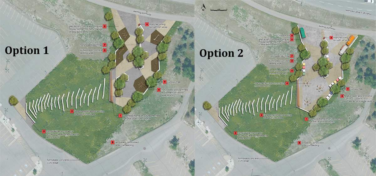 The City of Calgary has commissioned two different overhead renderings of what the redeveloped space could look like and is seeking public feedback on what the space should include.