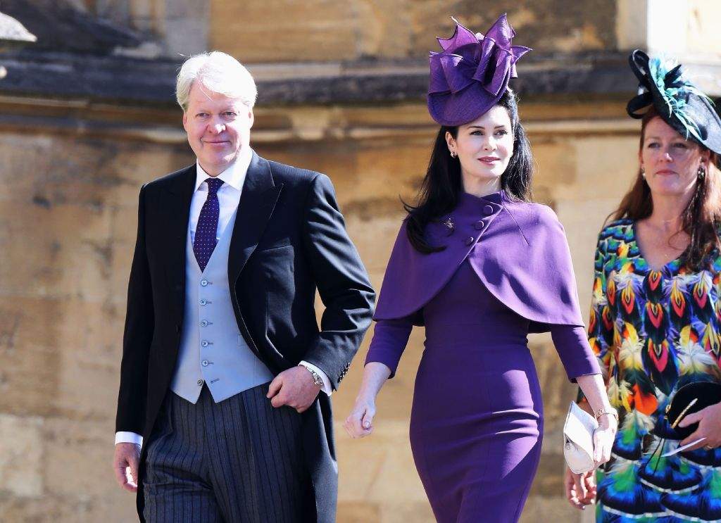 Charles Spencer, 9th Earl Spencer (L) and his ex-wife, Karen Spencer arrive for the wedding ceremony of Britain's Prince Harry, Duke of Sussex and US actress Meghan Markle at St George's Chapel, Windsor Castle, in Windsor, on May 19, 2018.