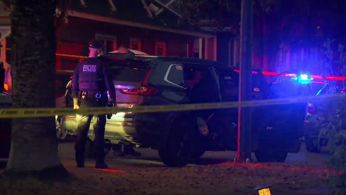 Police taped off an SUV along Prince Albert Street as part of their investigation Saturday evening.