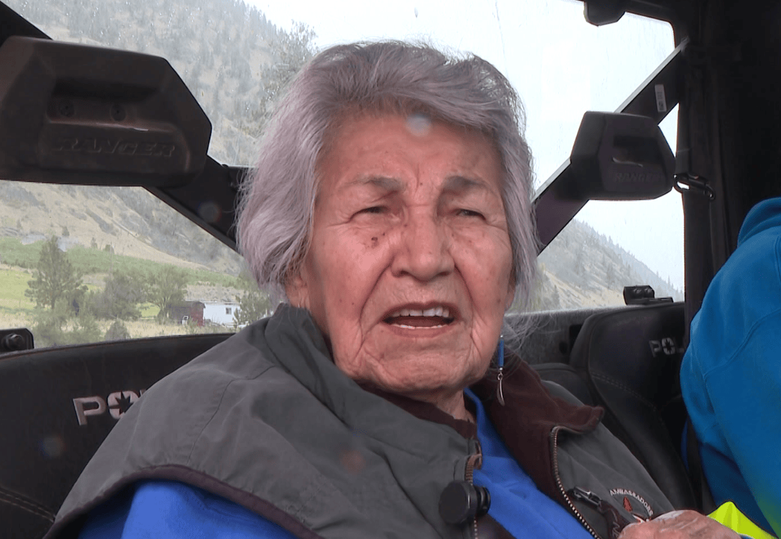 Mary Louie who escaped a Residential school when she was a young girl. She took part in a walk today to remember those who never made it home.