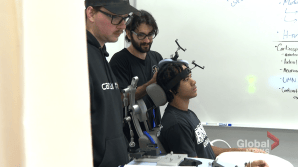 Study participant receiving cognitive testing