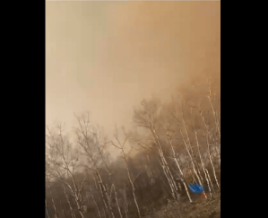 A look at the fire burning at CFB Wainwright on Saturday night.