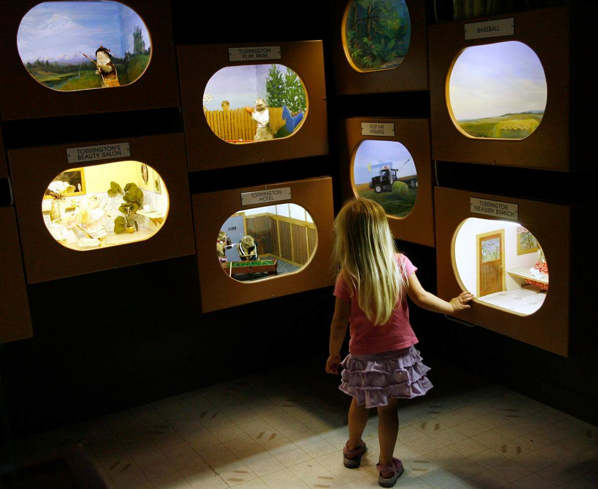The gopher museum in Torrington, Alta., seen on Monday, June 19, 2006, features more than 77 taxidermied gophers dressed as hunters, bikers, clergy and beauticians and draws about 5,000 visitors annually.