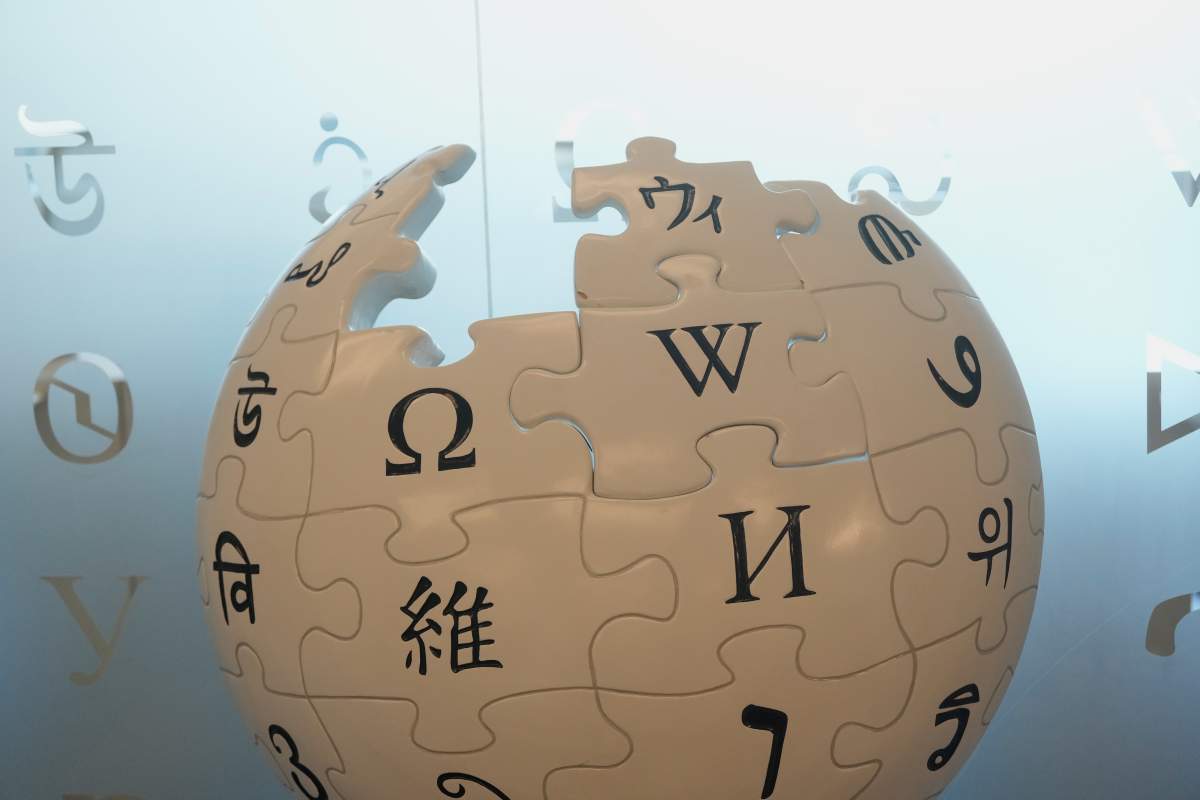 A Wikipedia logo is displayed at the Wikimedia Foundation office in San Francisco, Monday, Jan. 12, 2026. (AP Photo/Jeff Chiu)