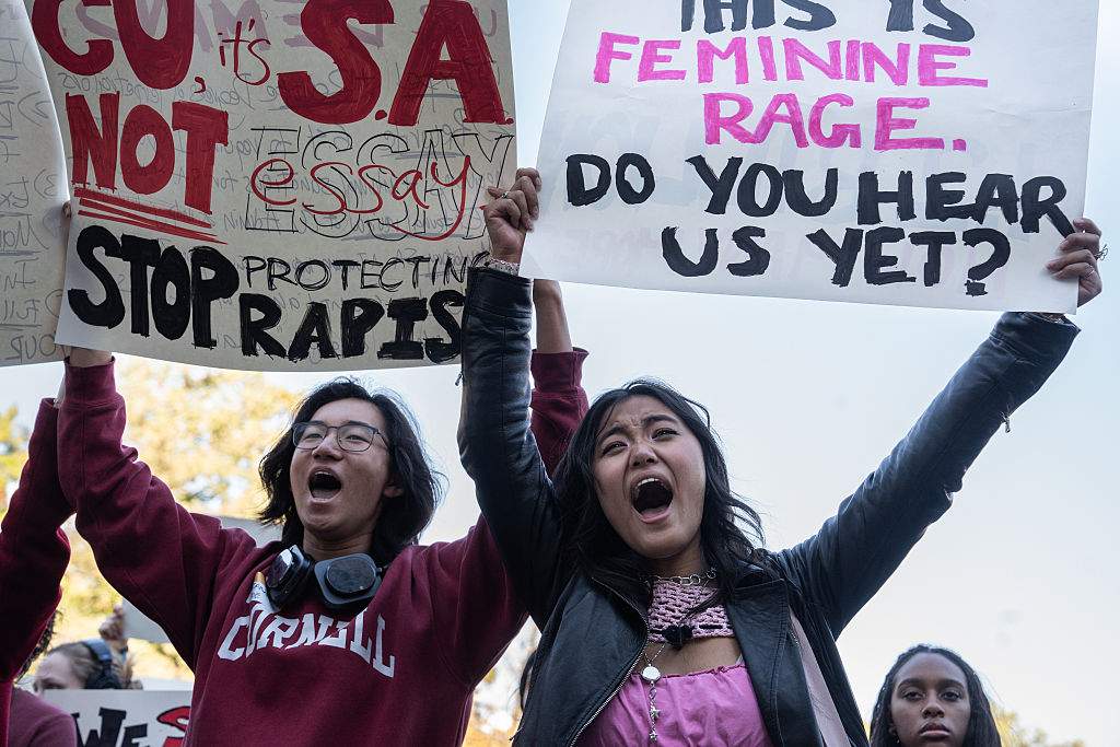Thousands of Cornell University students and others from the Cornell community fill Ho Plaza for the Justice for Survivors protest hosted by twenty student organizations Monday, October 5, 2026.
