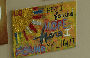 BridgePoint graduates' painted tiles line the halls with inspirational messages for those still on their healing journey.