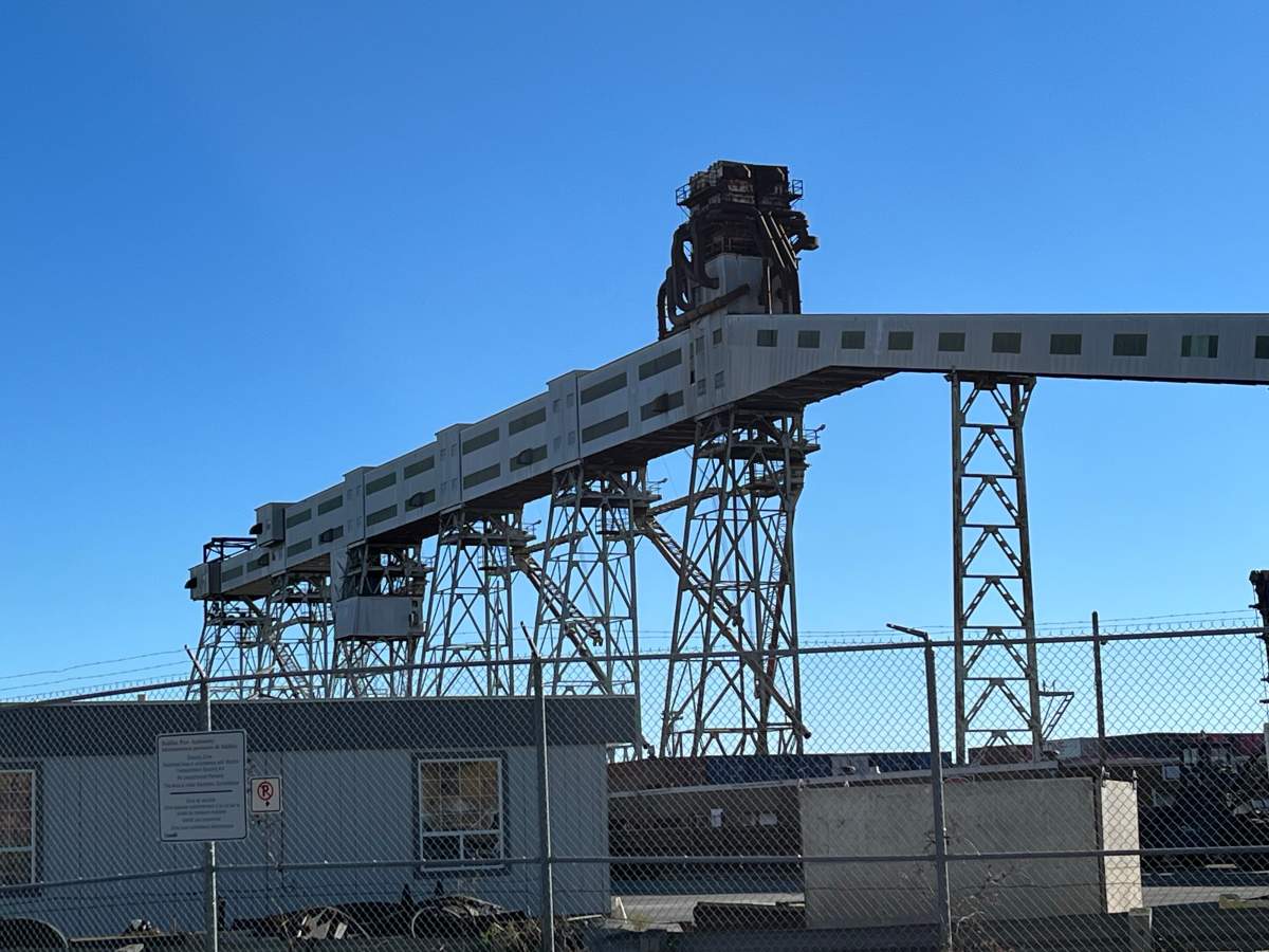 A photo of the grain elevator in Halifax on Oct. 27, 2026, the day after fire broke out.